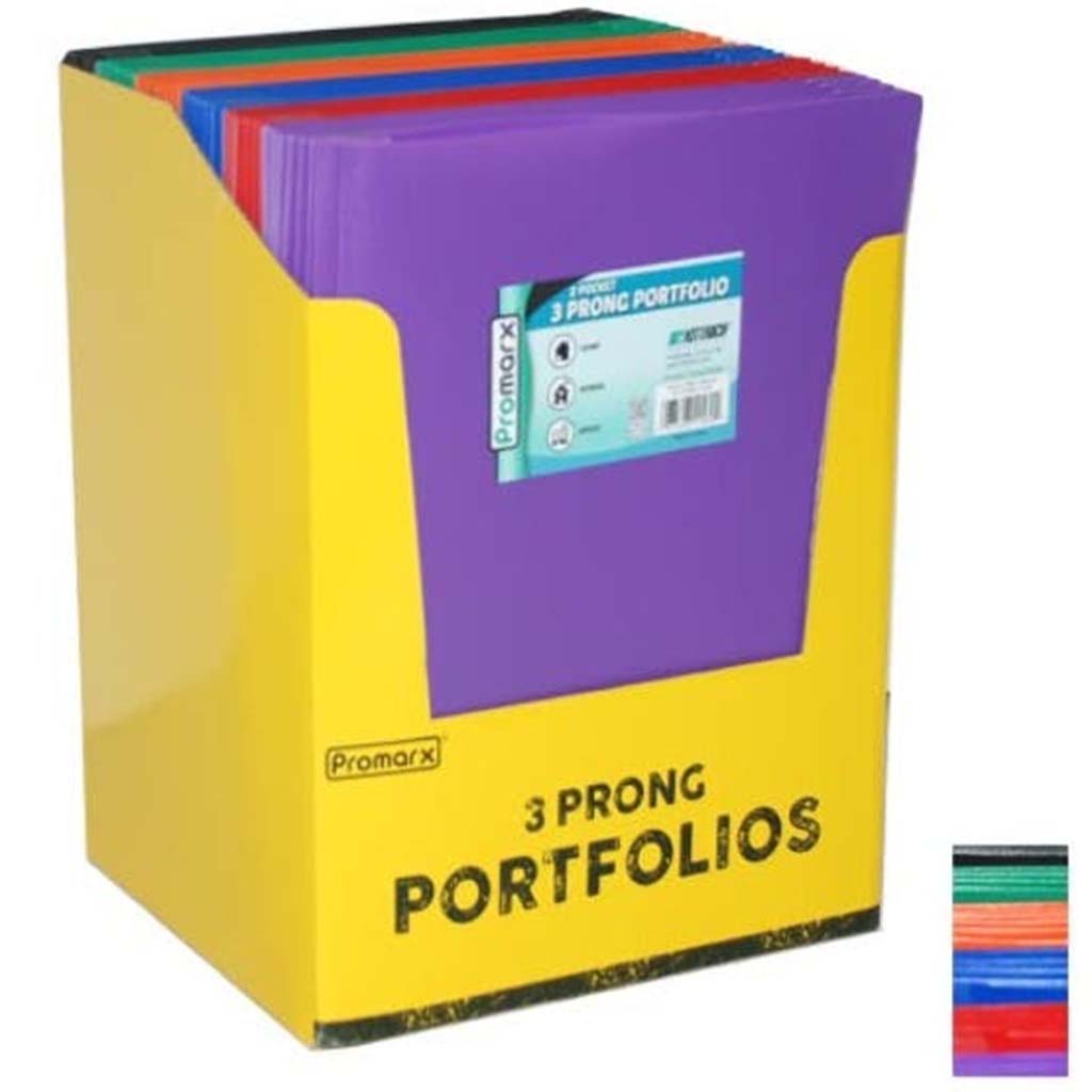 Promarx 2 Pockets Portfolio with Prongs, Purple