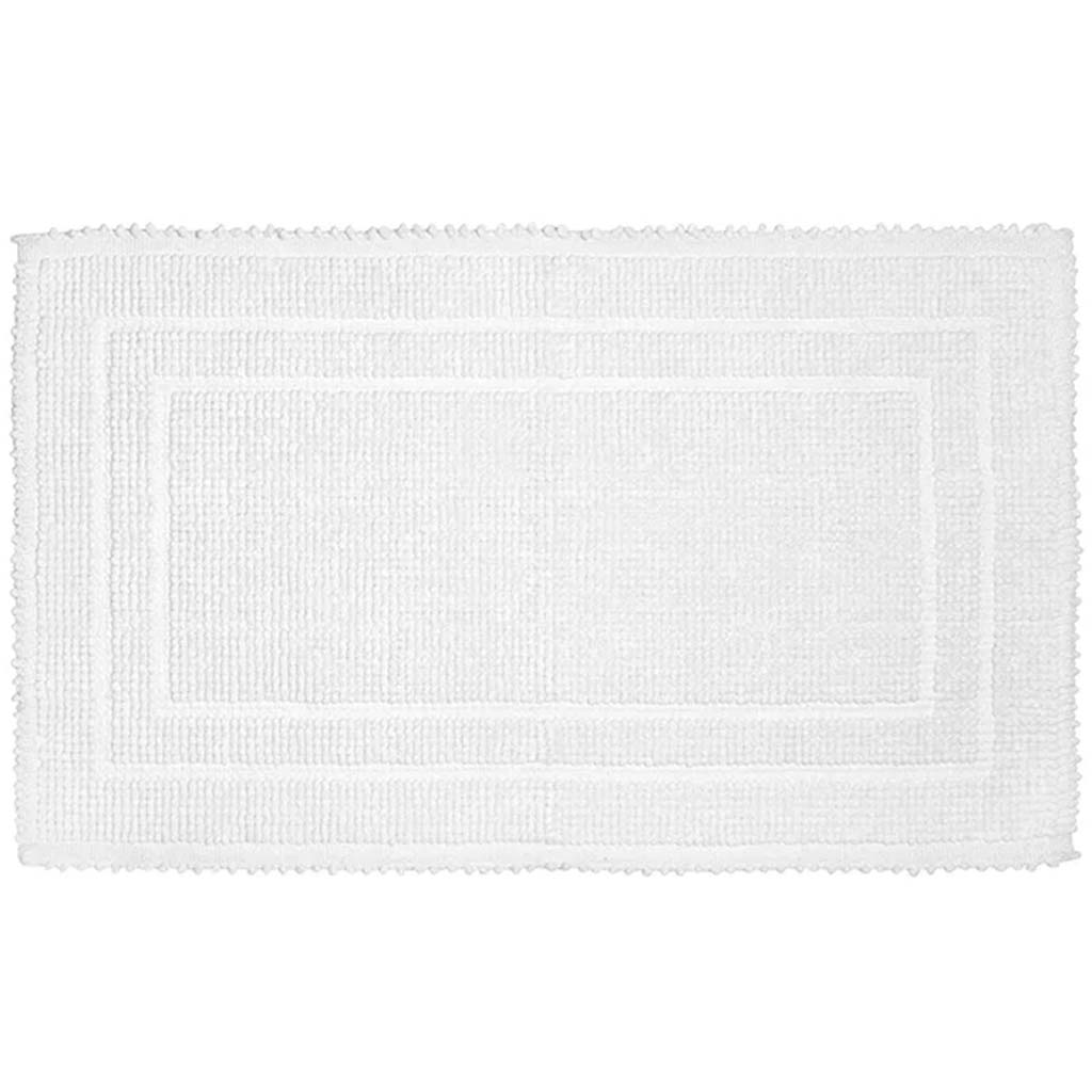 Cotton Border Bath Mat White, 20in x 32in