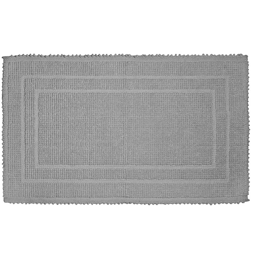 Cotton Border Bath Mat Grey, 20in x 32in