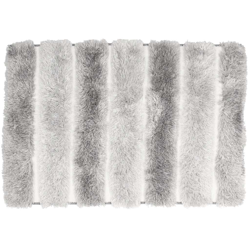 Two-Tone Plush Microfiber Bath Mat Grey, 20in x 32in