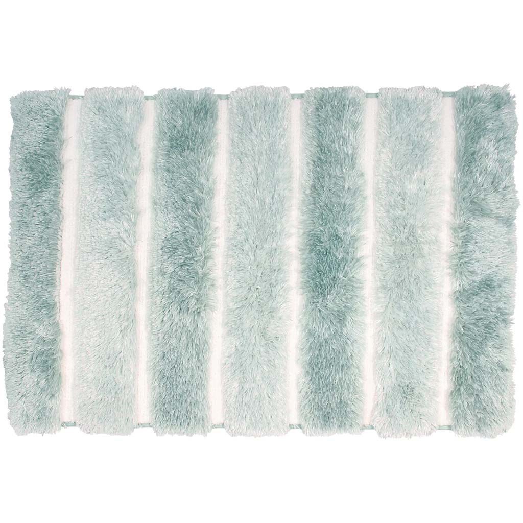 Two-Tone Plush Microfiber Bath Mat Aqua, 20in x 32in