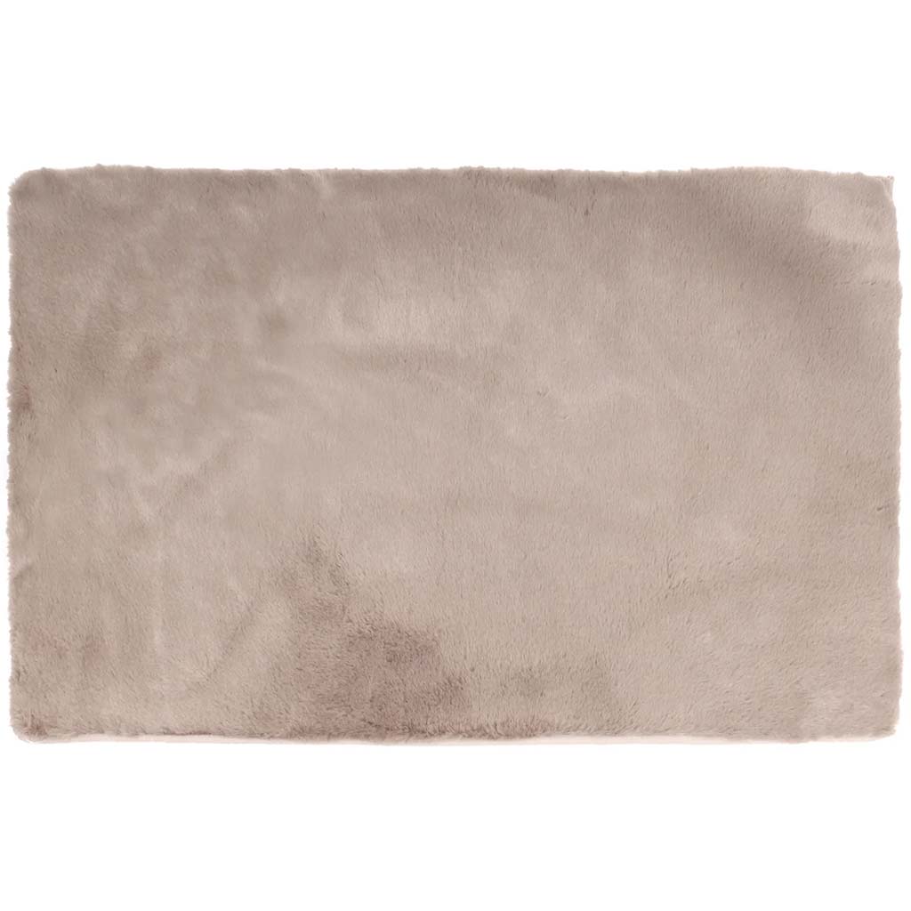 Luxurious Faux Fur Bath Mat Taupe, 17in x 24in x 0.5in
