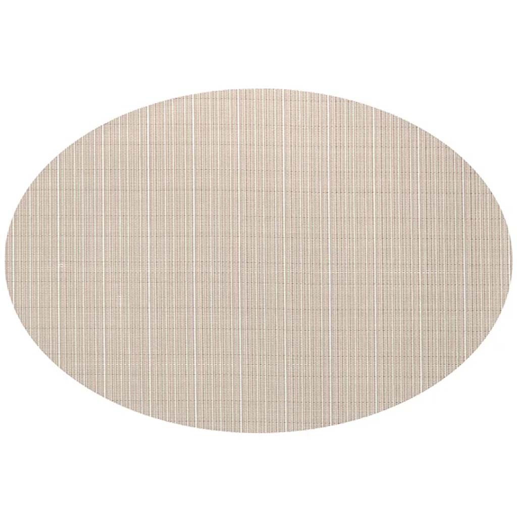 Linnea Rib Oval Vinyl Placemat Champagne, 13in x 18in