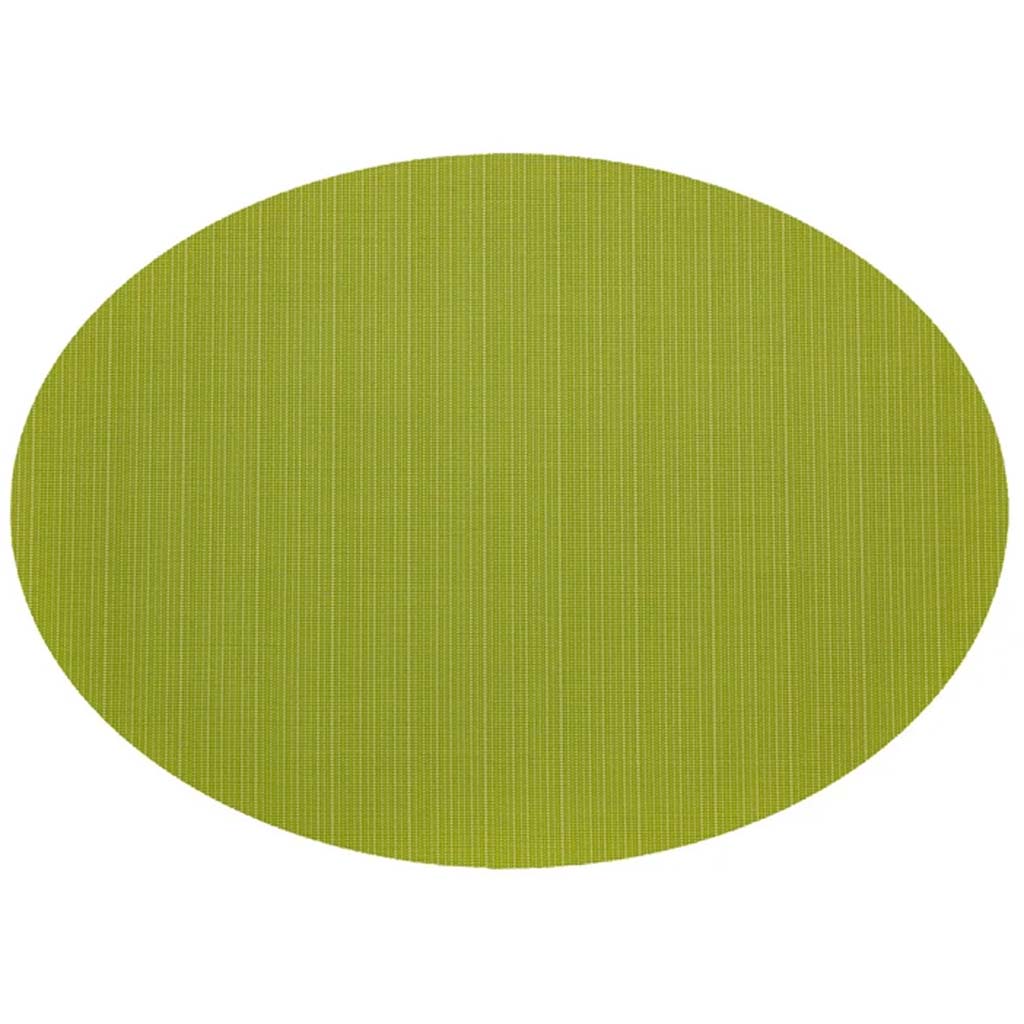 Linnea Rib Oval Vinyl Placemat Green, 13in x 19in