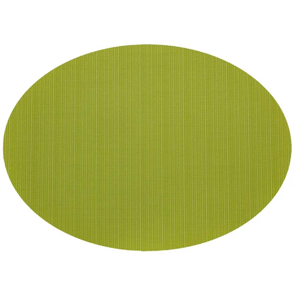 Linnea Rib Oval Vinyl Placemat Green, 13in x 19in