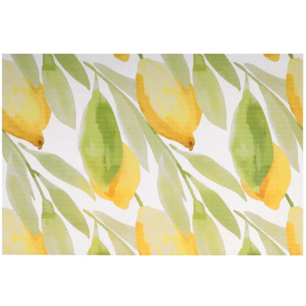 Lemon Printed Vinyl Placemat Yellow, 13in x 19in