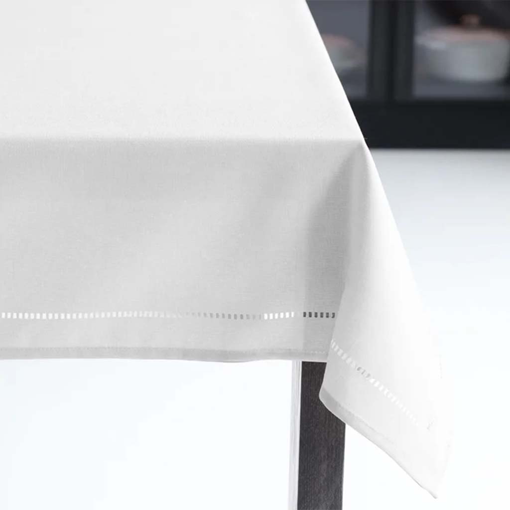 Hemstitch Table Cloth White, 52in x 70in