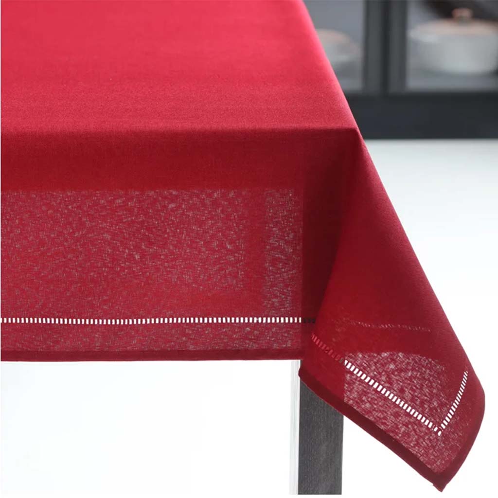 Hemstitch Table Cloth Red, 52in x 70in