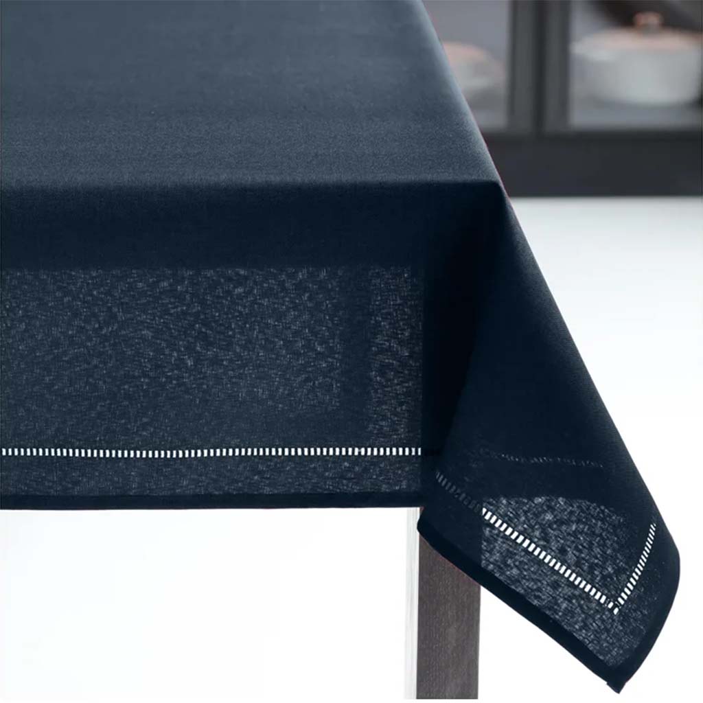 Hemstitch Table Cloth Navy, 60in x 90in