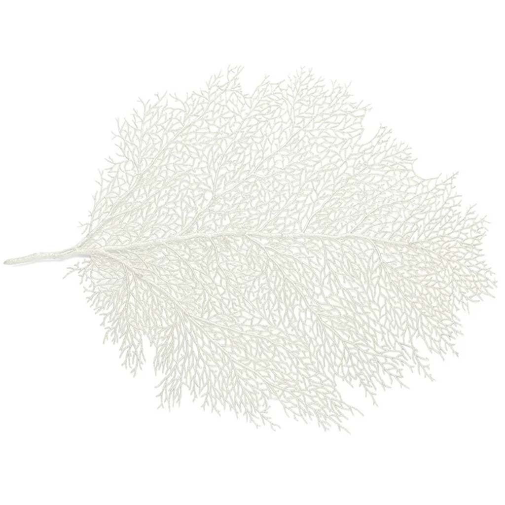 Metallic Leaf Placemat Pearl Large , 14in x 22in