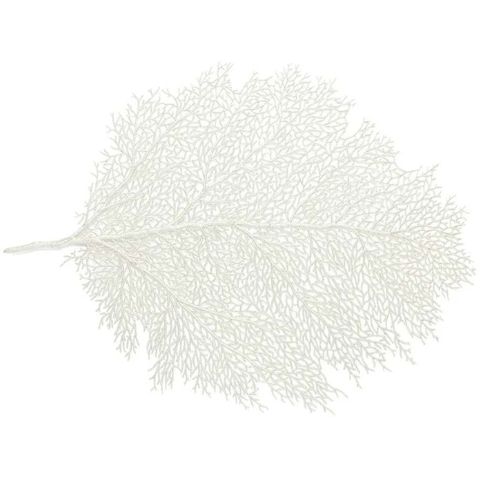 Metallic Leaf Placemat Pearl Large , 14in x 22in