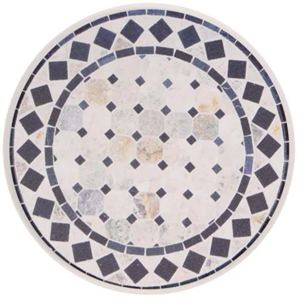 Mosaic Printed Ceramic Coaster Set of 6 Blue, 4in D