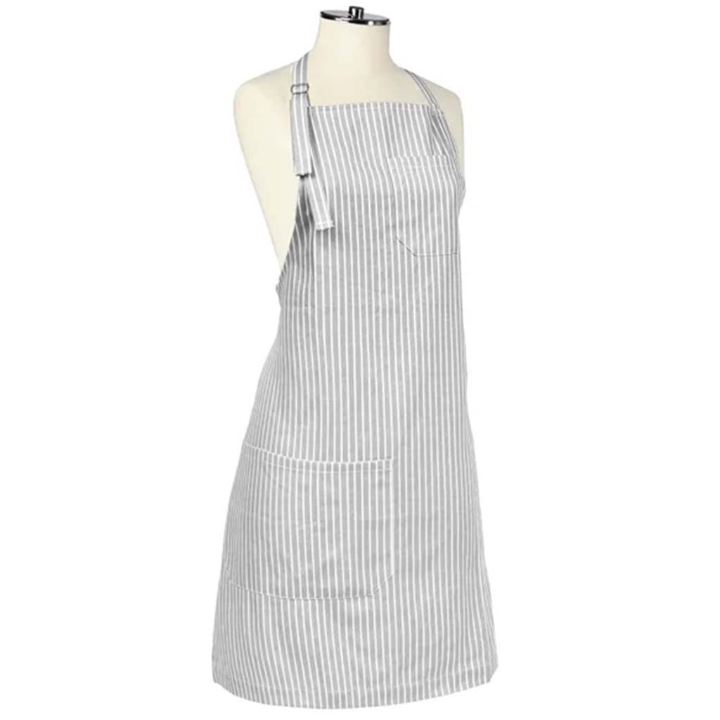 Tuscan Stripe Woven Chef Apron Grey, 28in x 32in