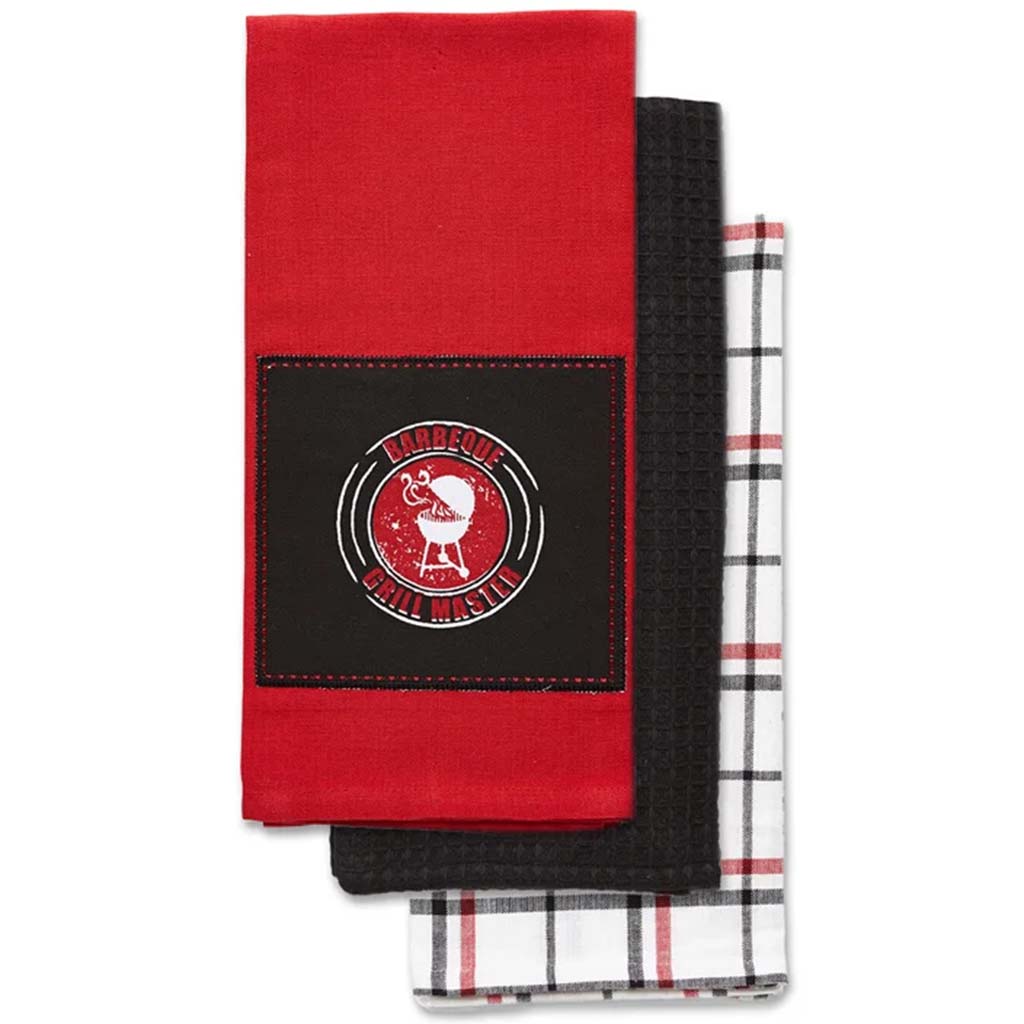 Grill Master Kitchen Towel Set of 3 Red, 18in x 26in