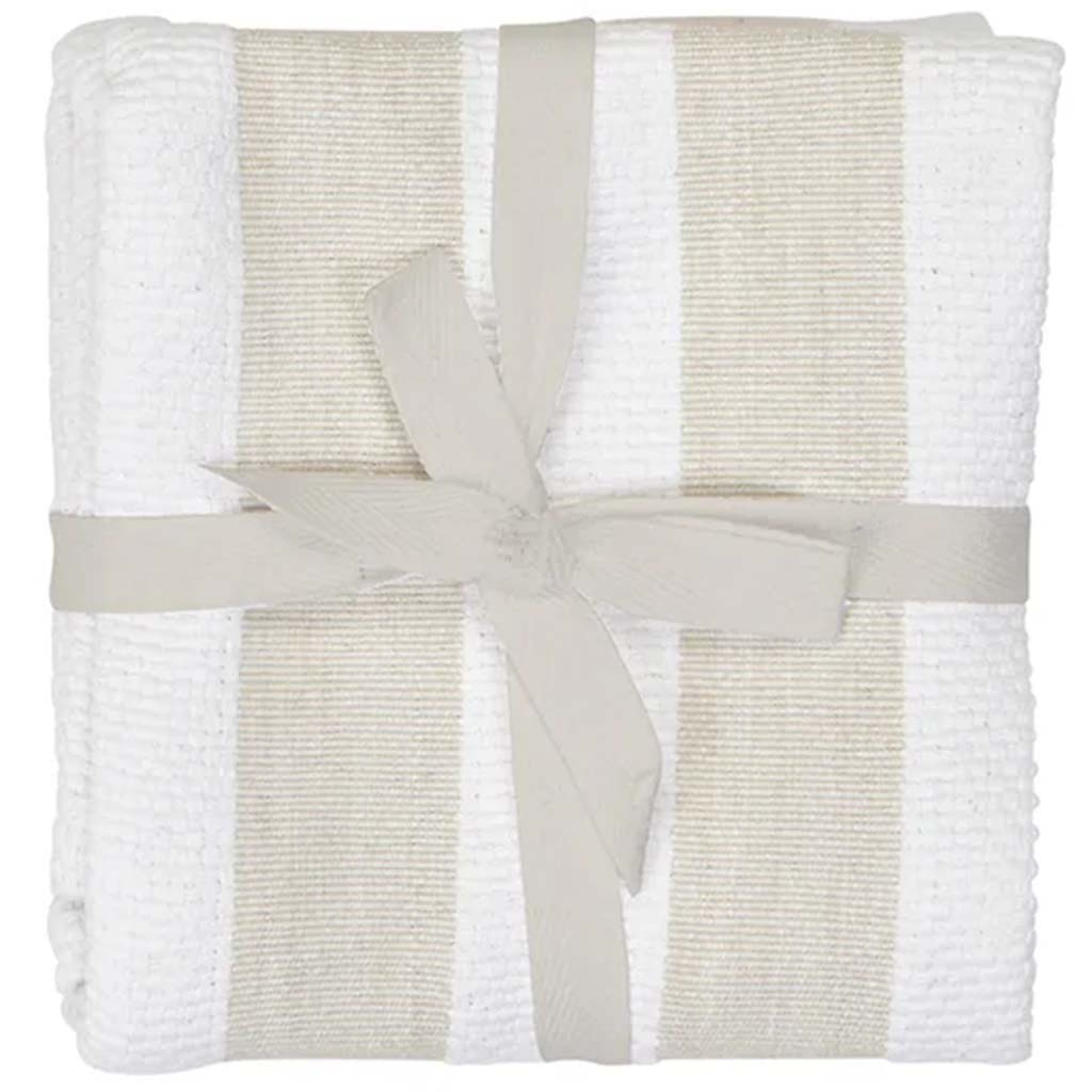 Industrial Stripe Basketweave Kitchen Towel Set of 2 Tan, 18in x 26in