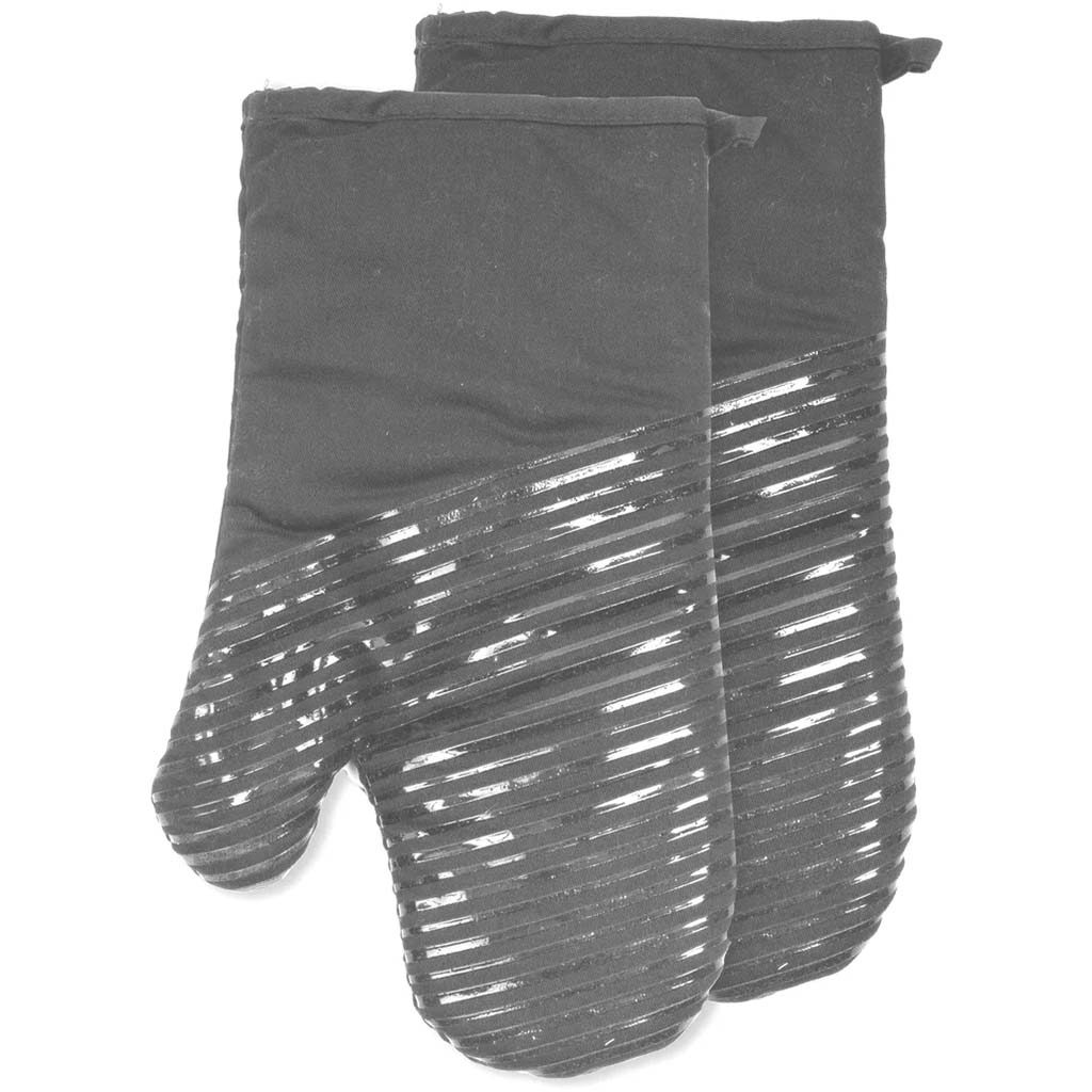 Slide Silicone Printed Oven Mitt Set Of 2 Grey, 7in x 12in