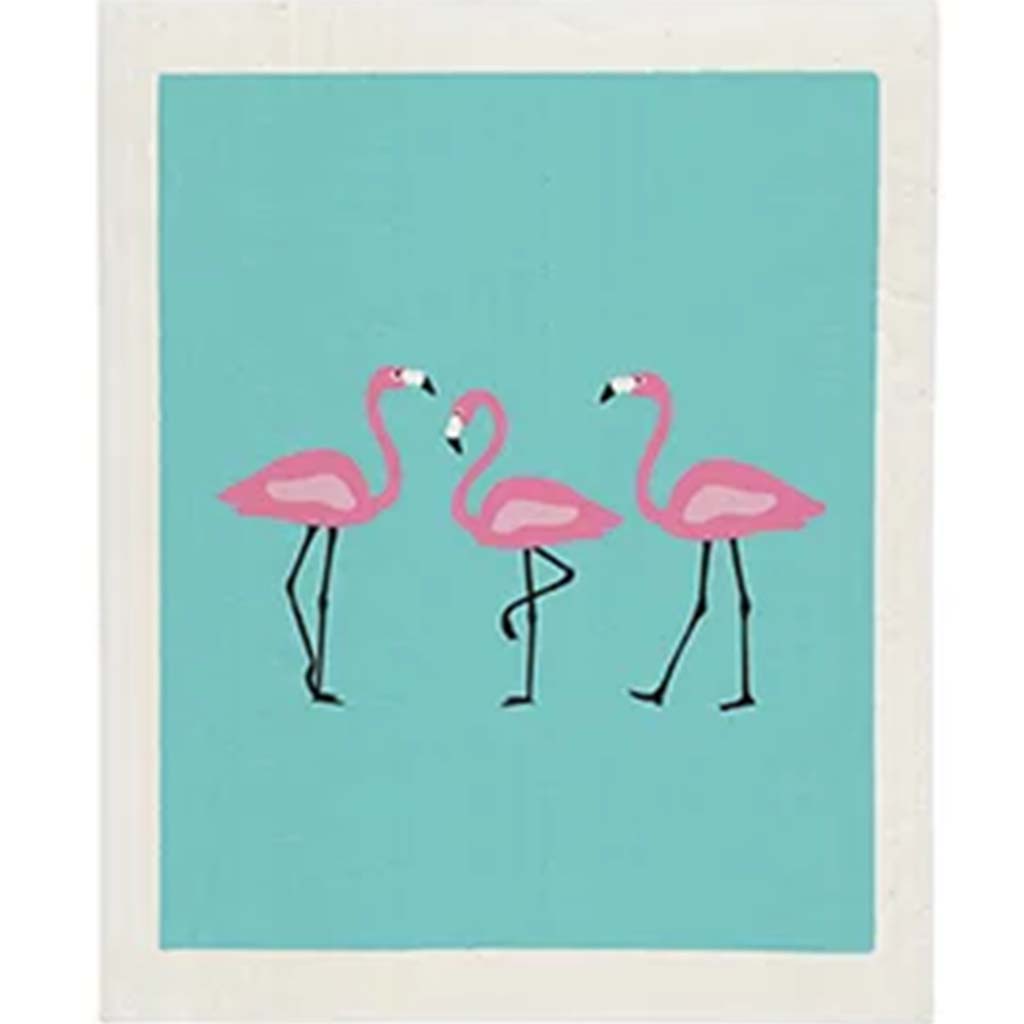 Flamingo Sponge Cloth Green, 6.5in x 8in