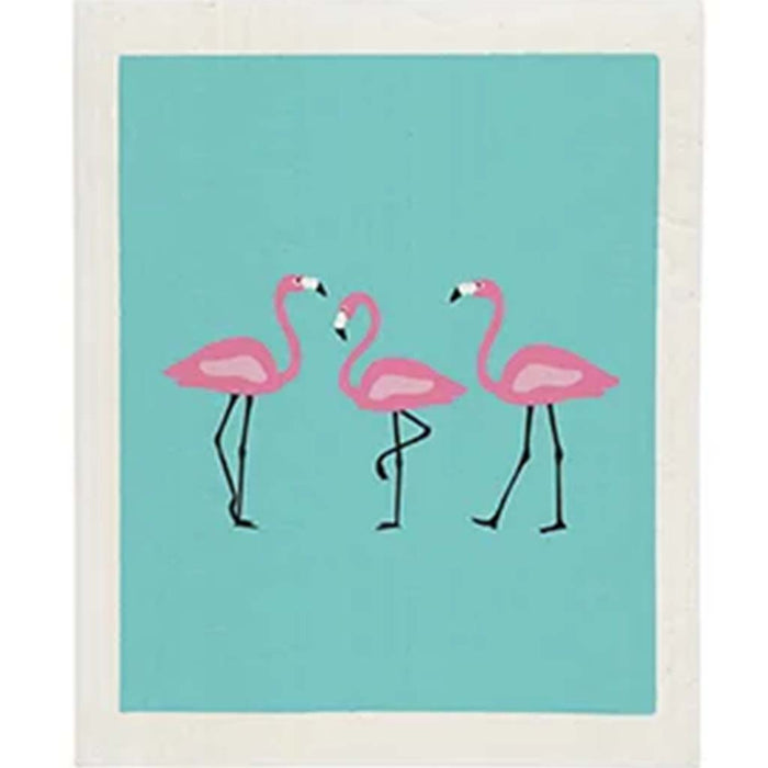 Flamingo Sponge Cloth Green, 6.5in x 8in