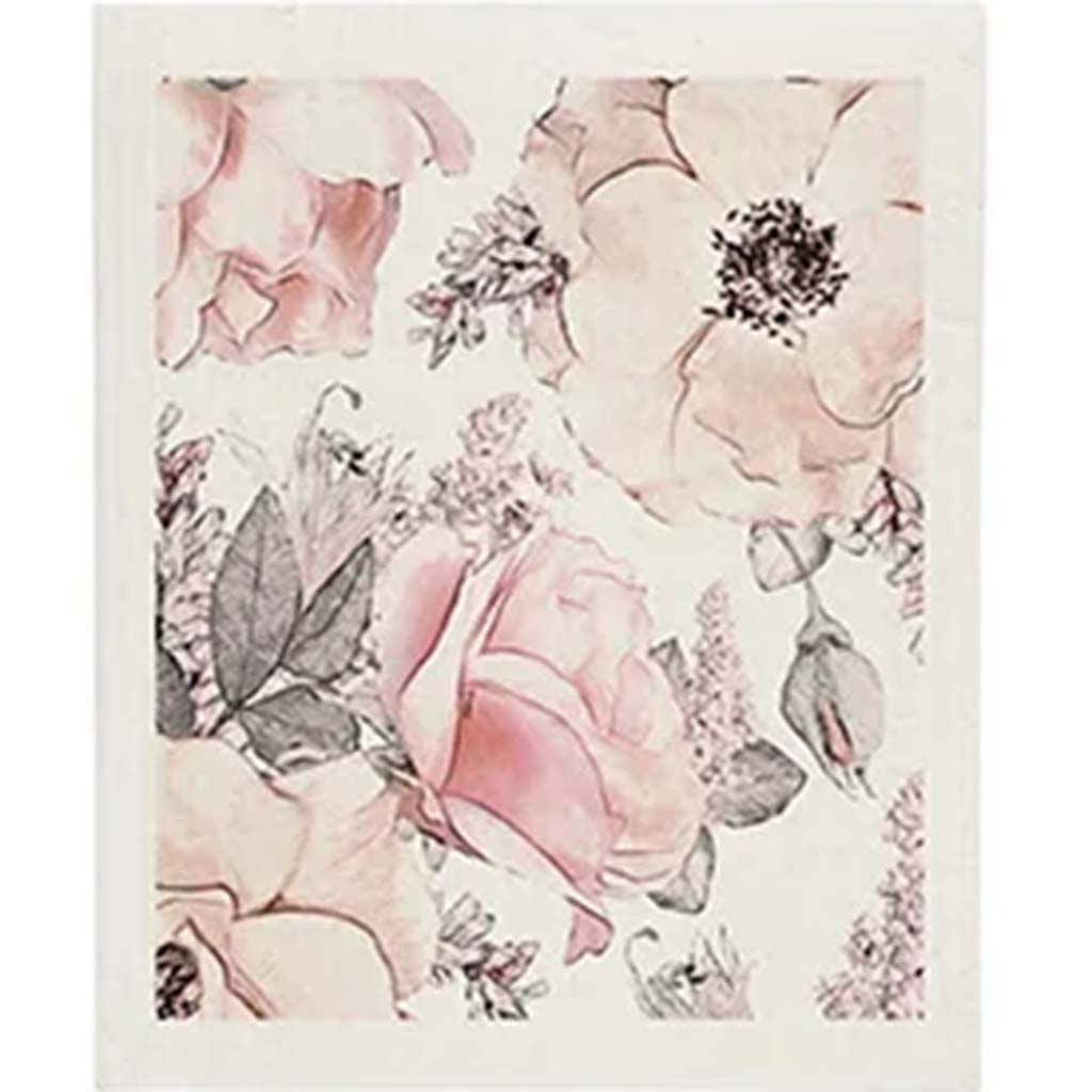 Pink Floral Sponge Cloth Pink, 6.5in x 8in