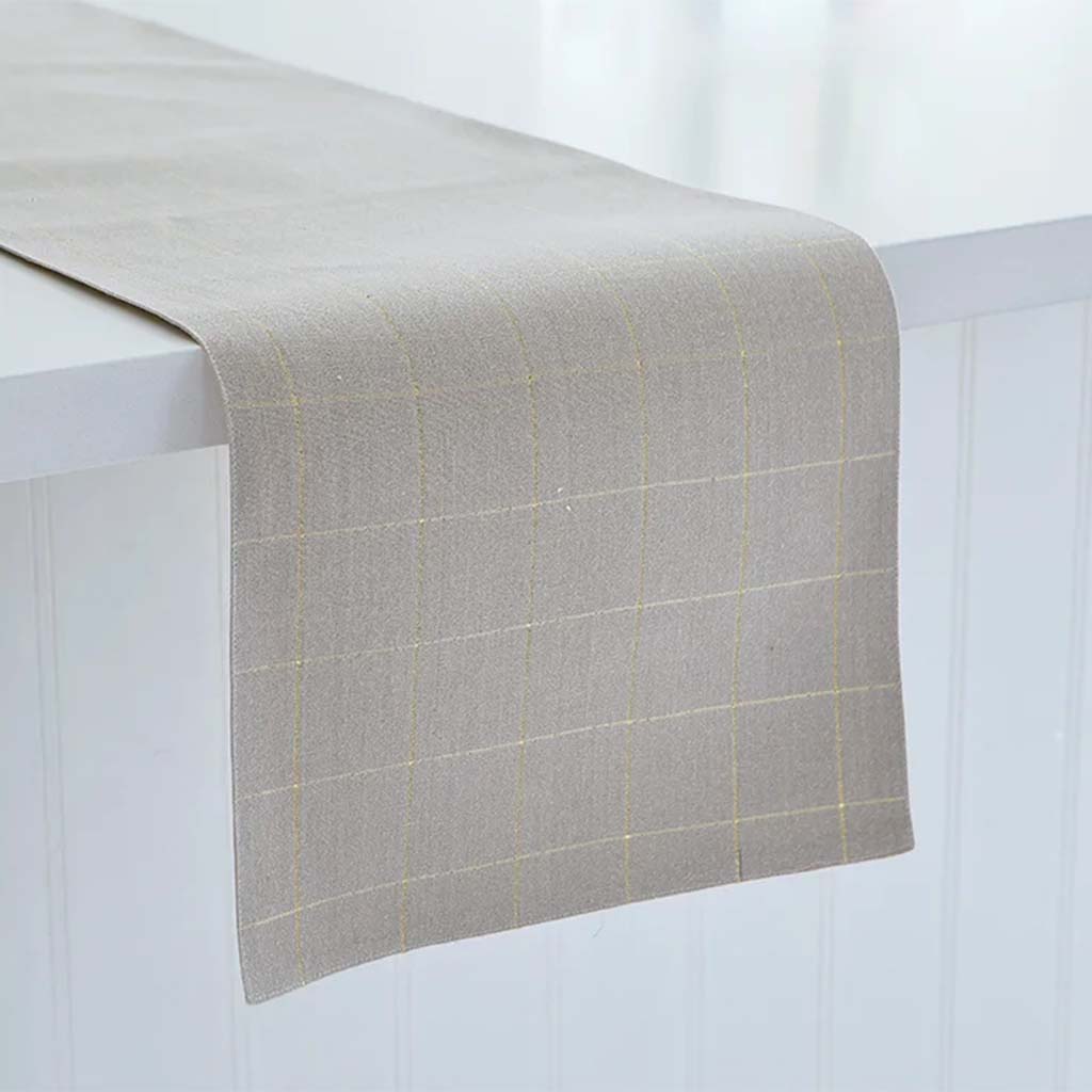 Soft Check Table Runner Natural, 13in x 72in