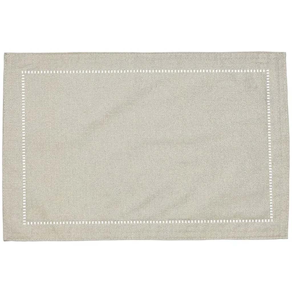 Lurex Hemstitch Placemat Cream, 13in x 19in