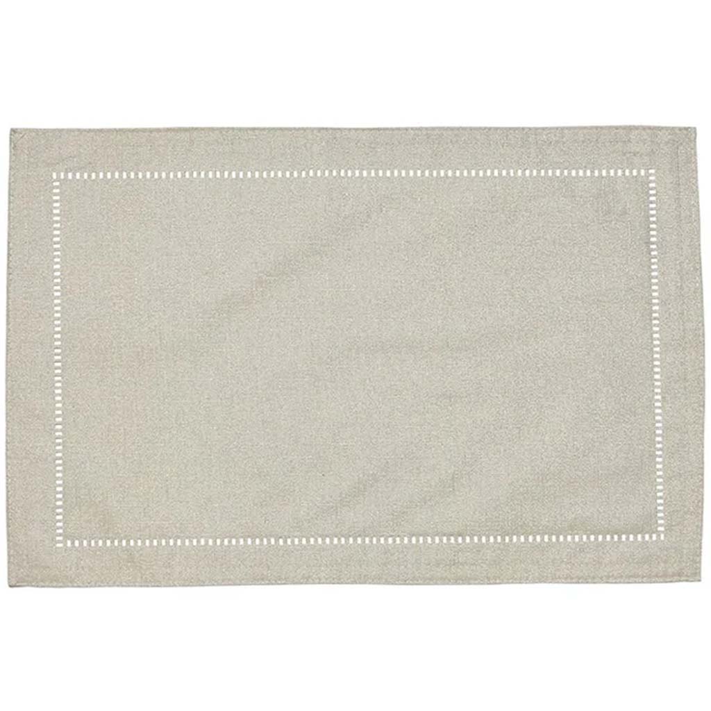 Lurex Hemstitch Placemat Cream, 13in x 19in