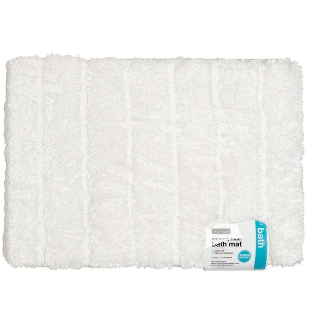 Luxe Ribbed Memory Foam Bath Mat White, 17in x 24in