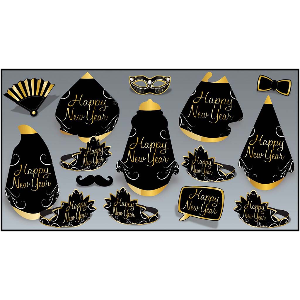 Simply Paper New Year Assorted for 10, Black Gold