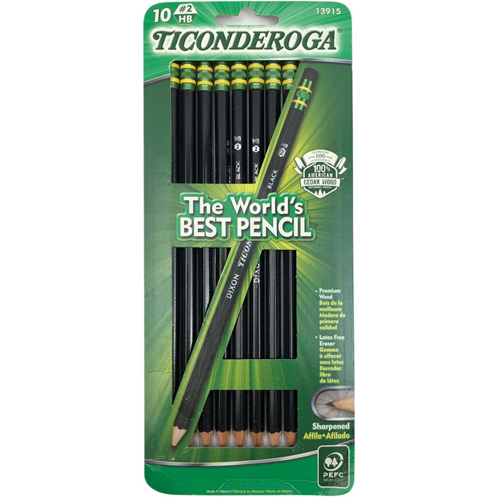 Ticonderoga Sharpened #2 Soft Pencil Black 10ct