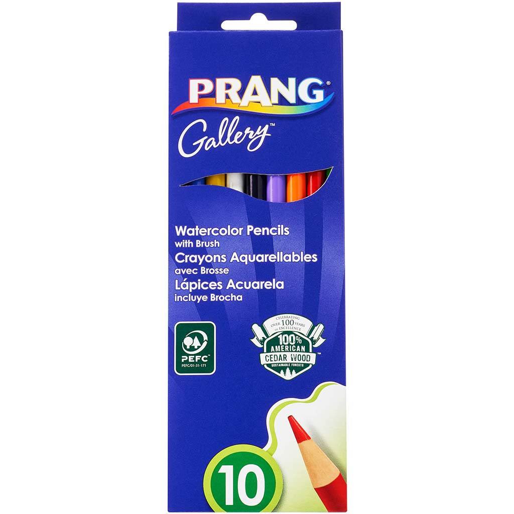 Prang Watercolor Pencil with Brush - 10 Colors Set