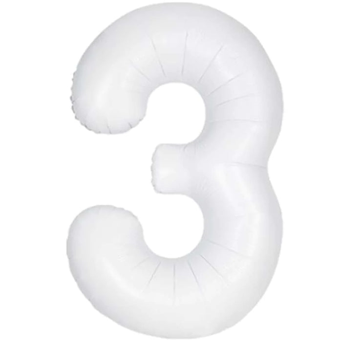Foil Ballon Matte White Number 3, 34in