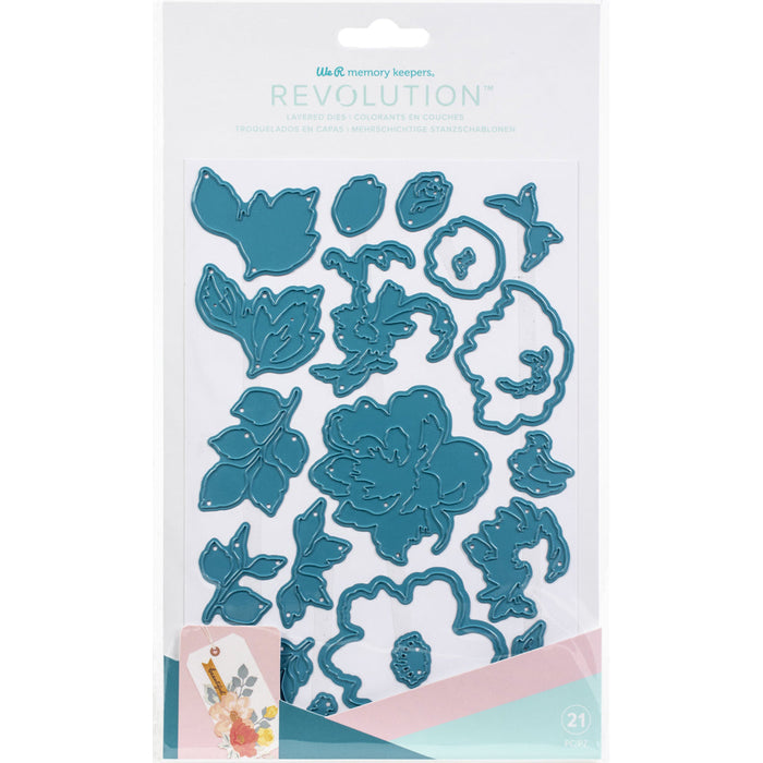 We R Memory Keepers Revolution Dies-Layered Florals, 21pc