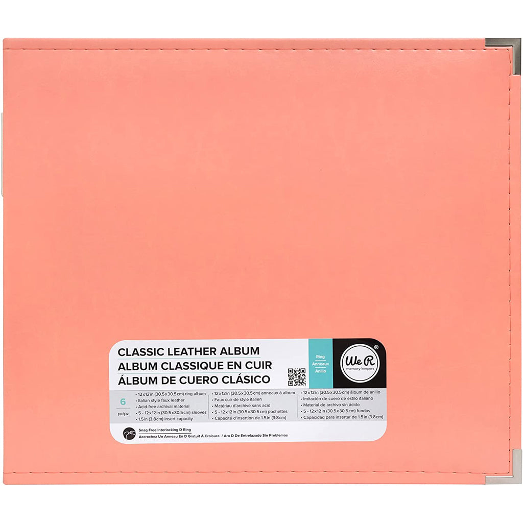 We R Memory Keepers Classic Leather D-Ring Album 12in x 12in, Coral