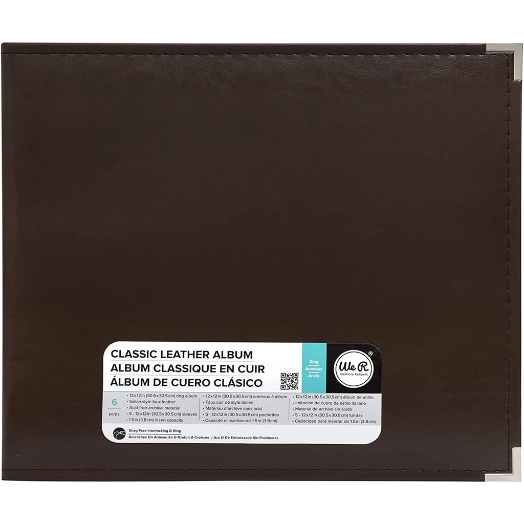 We R Memory Keepers Classic Leather D-Ring Album 12in x 12in, Dark Chocolate