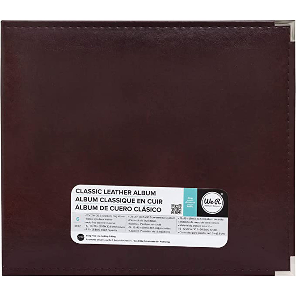 We R Memory Keepers Classic Leather D-Ring Album 12in x 12in, Cinnamon