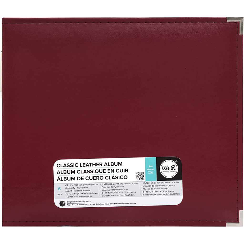 We R Memory Keepers Classic Leather D-Ring Album 12in x 12in, Wine