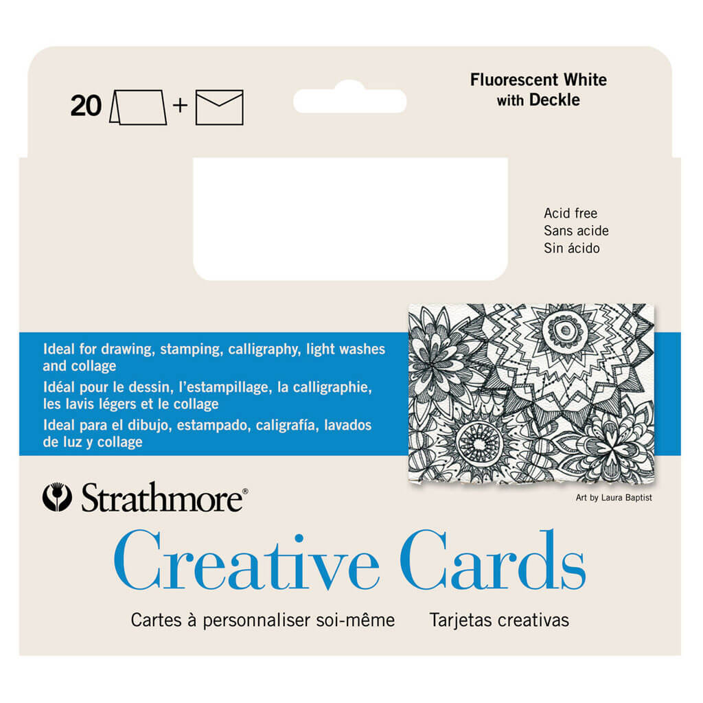 Creative Cards, Full Size 5in x 6.875in Fluorescent White with Deckle 20/Pkg