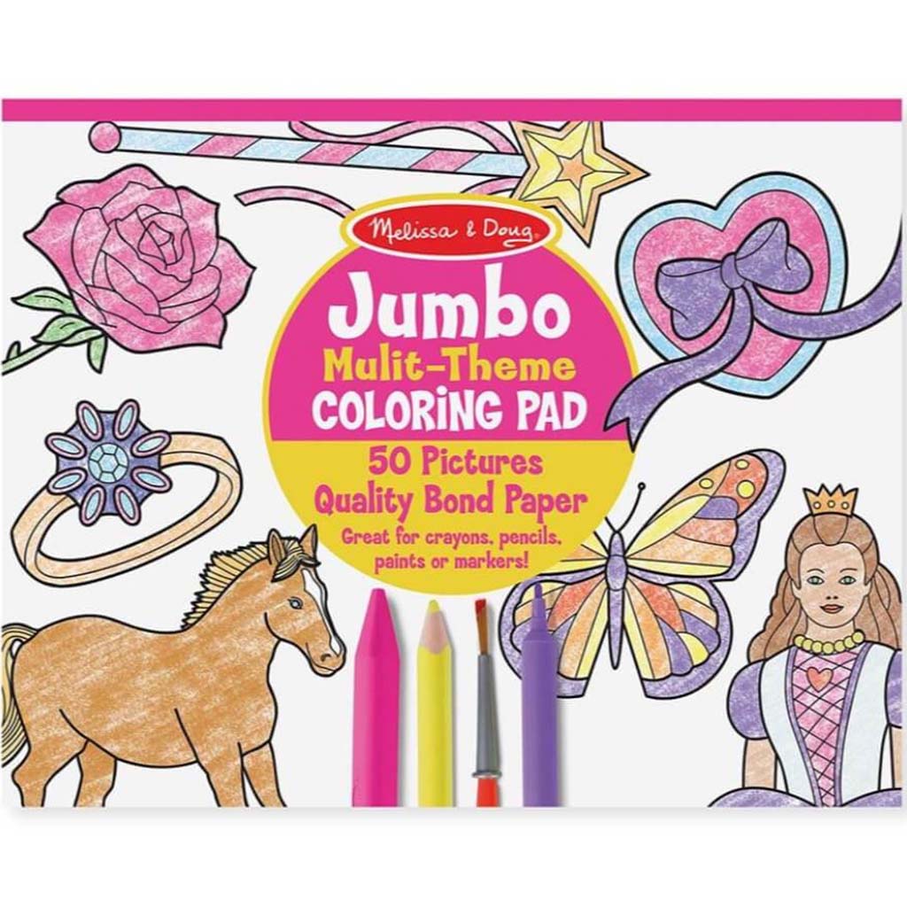 JUMBO COLORING PAD MULTI-THEME PINK 