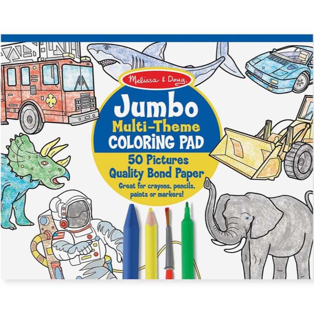 COLORING PAD JUMBO MULTI-THEME BLUE BLUE 