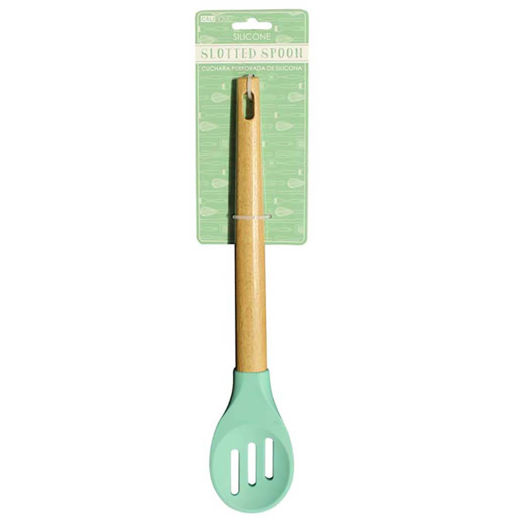 Silicone Slotted Spoon Aqua, 12in