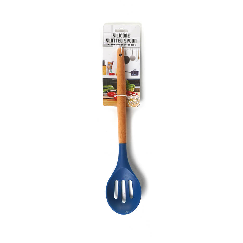 Silicone Slotted Spoon Blue, 12.5in