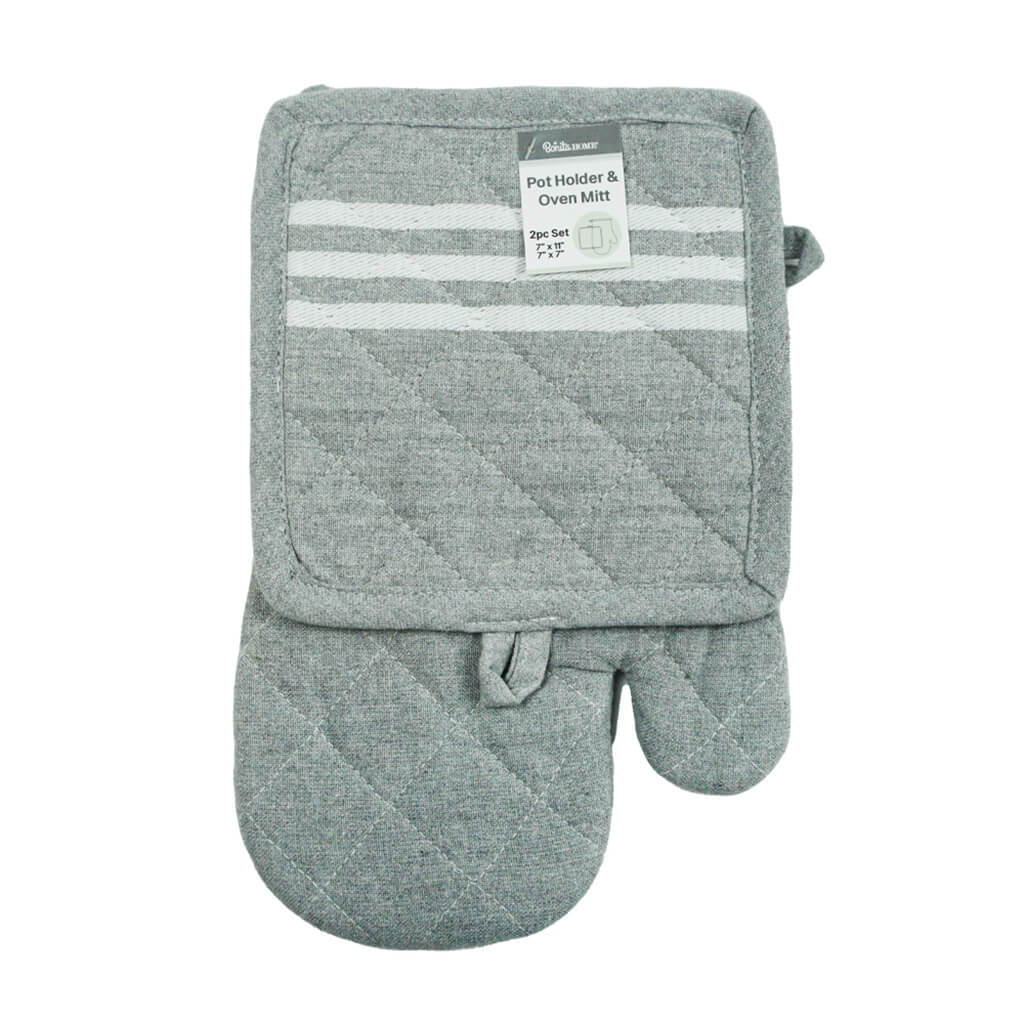 Pot Holder &amp; Glove Set 2pc Gray