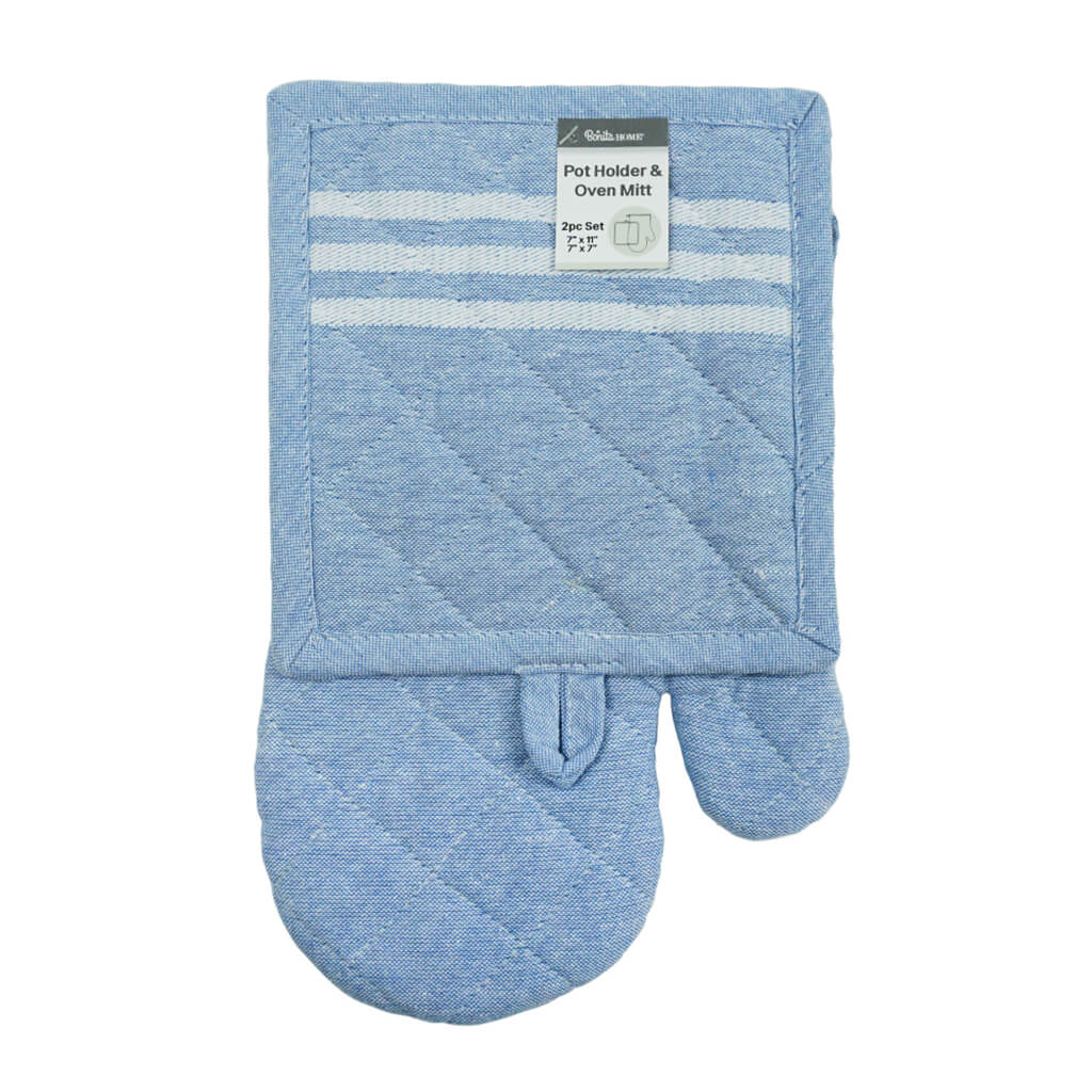 Pot Holder &amp; Glove Set 2pc L Blue