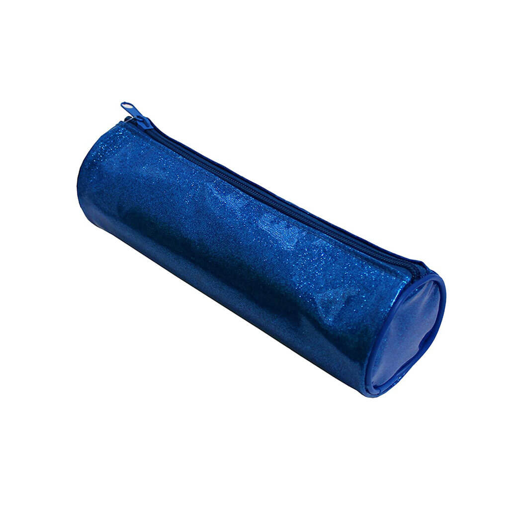 Round Glitter Pencil Pouch, Blue