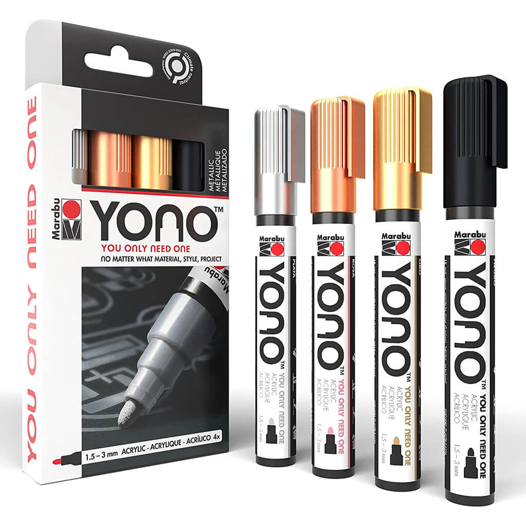 Marabu YONO Metallic Paint Markers Set of 4