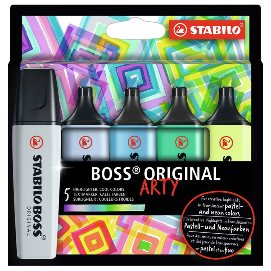 Boss Original Arty Cool Highlighter Set, 5 Colors