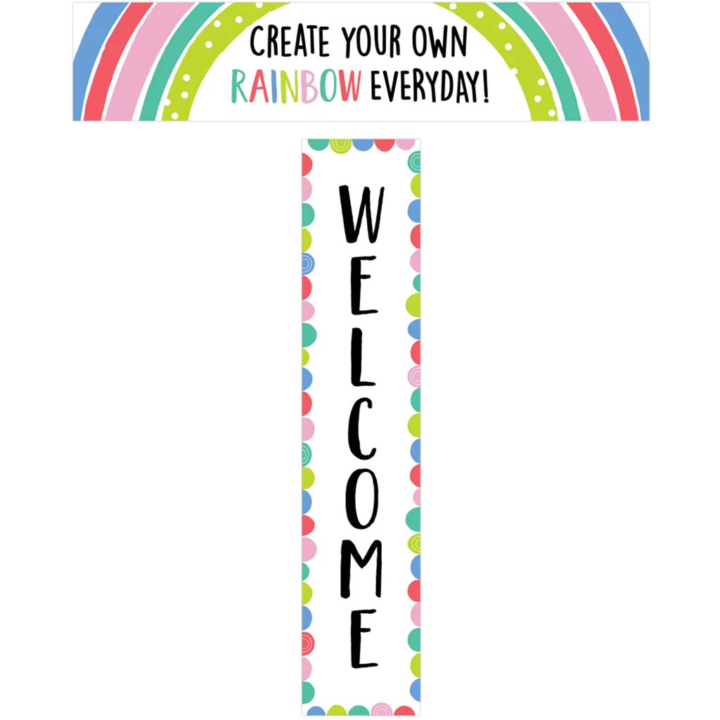 Rainbow Doodles Welcome Banner