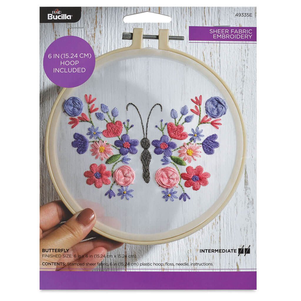 Bucilla Sheer Fabric Stamped Embroidery Kit Butterfly