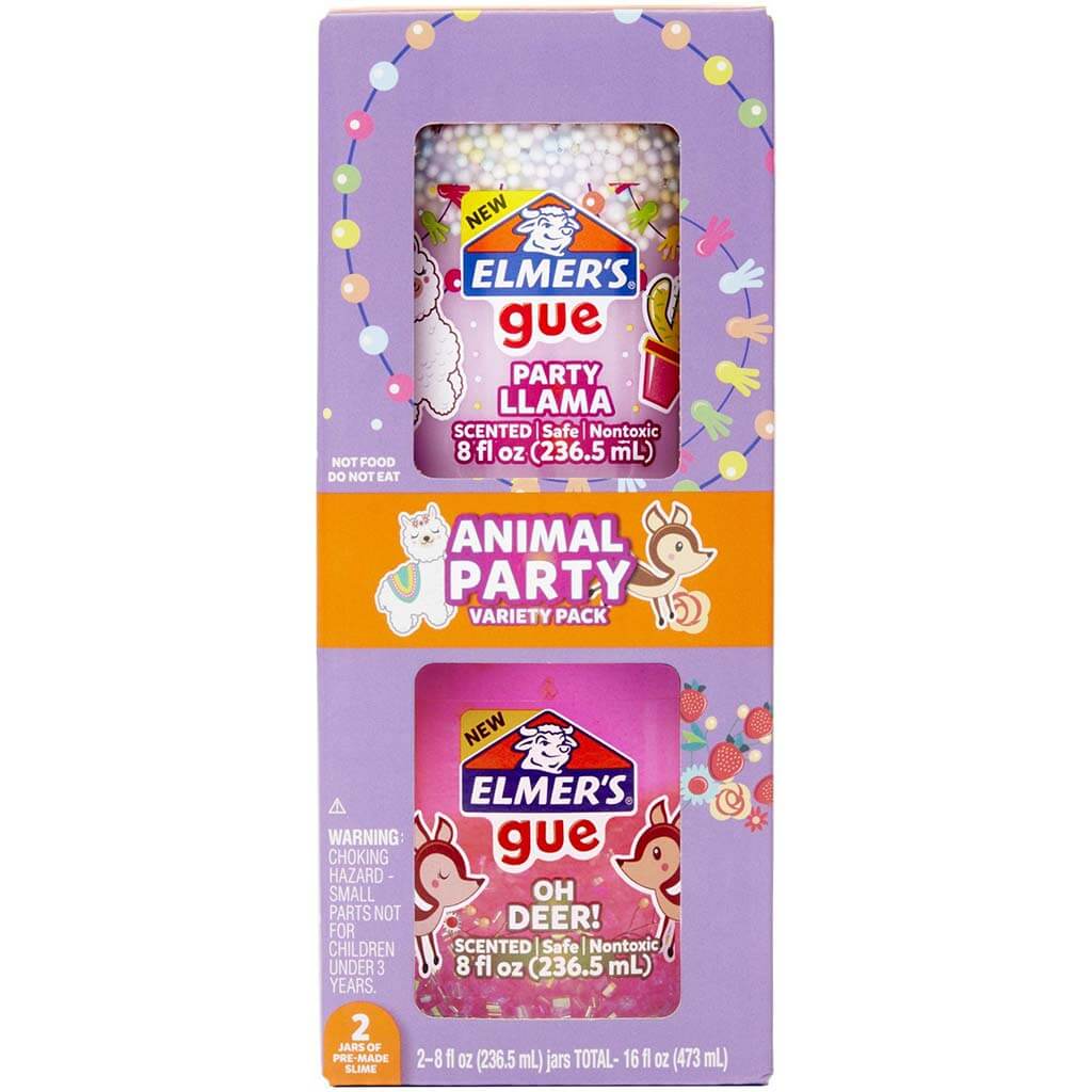 Elmer�s Gue Premade Slime Animal Party Pack 8oz