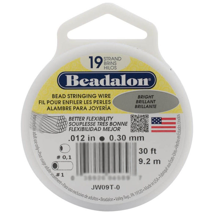 Beadalon 19-Strand Bead Stringing Wire 0.012in Bright 30ft
